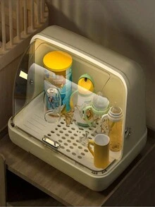 1入組36*26*23英吋嬰兒奶瓶收納盒，家用茶杯排水收納架，嬰兒餐具收納盒，大容量＆防塵＆可移動嬰兒用品收納盒 - 白色 - 查看 8