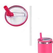 (1 Lid And 1 Straw) Flip Top Straw Replacement For 40 Oz Tumbler, Spill And Splash Proof Car Cup Lid, Reusable Plastic Cup Lid With Straw And Spill Proof Lid