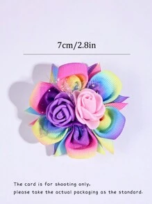 2 chiếc kẹp tóc hoa cầu vồng, kẹp tóc hình cá sấu hoa giả nhuộm màu tie-dye cho bé gái, kẹp tóc hoa độc đáo cho bé gái, phụ kiện tóc nơ buộc đuôi ngựa cho bé gái (Sản phẩm không kèm thẻ) - Nhiều màu - Xem 8