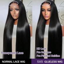 bling hair 32 Inch Wear And Go Glueless Wigs 180% Density Human Hair PrePlucked Pre Cut 5x5 6x4 Straight Lace Front Wigs Ready To Wear 7x5 9x6 Lace Front Wig Bleached Knots Brazilian Virgin Human Hair Glueless Wig For Women 200% Density Straight 13x4 13x6 Transparent Lace Front Wigs Pre Plucked With Baby Hair Straight 360 Full Lace Frontal Wigs Human Hair Lace Front Wigs Natural Looking - Natural Black - 查看 6