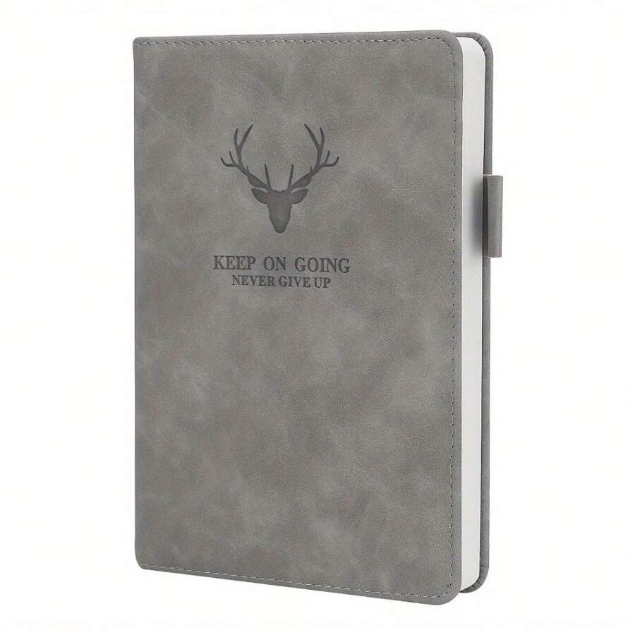 A5 Notebook Journal Ruled Notebook Notepad Note Book, 360 Pages PU Cover Notebook With Paper Journal Notebook With Expandable Ribbon, Back To School - Gray - View 1