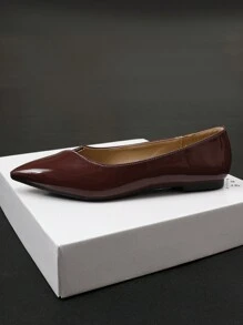 Damen spitze Ballerinas, einfarbige modische bequeme Lässig Schuhe, komfortable Lackleder Loafer für alle Jahreszeiten