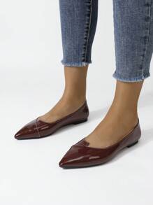 Damen spitze Ballerinas, einfarbige modische bequeme Lässig Schuhe, komfortable Lackleder Loafer für alle Jahreszeiten