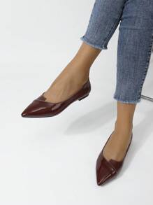 Damen spitze Ballerinas, einfarbige modische bequeme Lässig Schuhe, komfortable Lackleder Loafer für alle Jahreszeiten