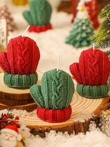 1PC 圣诞香味羊毛迷你手套蜡烛圣诞礼物小礼物创意摆件香薰蜡烛 - 彩色 - 查看 4