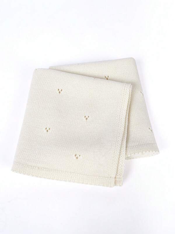 1pc Infant Knitted Solid Color Hollow Blanket, Suitable For All Seasons Love Valentine