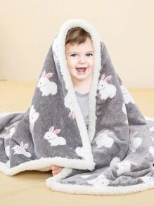 1pc Newborn Baby Folding Double-Layer Blanket, Baby Stroller Quilt, Autumn & Winter Love Valentine - Multicolor - View 1