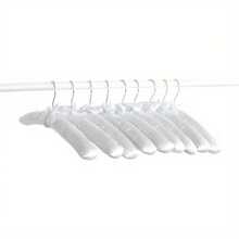 10Pcs Satin Padded Hangers 43cm White Ivory Cushioned Clothes Hanger 17'' Soft Touch Coat Hangers Non-Slip Blouse Hook For Adults Garment Wedding Dress Lingerie Tops Suits Shirts Dress Trousers - White - View 1