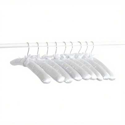 10Pcs Satin Padded Hangers 43cm White Ivory Cushioned Clothes Hanger 17'' Soft Touch Coat Hangers Non-Slip Blouse Hook For Adults Garment Wedding Dress Lingerie Tops Suits Shirts Dress Trousers