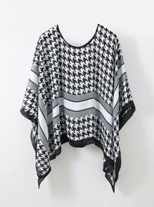 1 件女士沙滩配饰夏季印花蝙蝠袖上衣雪纺斗篷休闲宽松透明衬衫搭配花卉印花真丝围巾波西米亚风沙滩罩衫配饰女士 - 彩色 - 查看 15