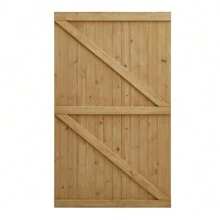 LIVINGANDHOME Living And Home Pine Wood Garden Gate With Latch - Natural - View 5