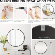 Round Mirror Circle Hanging Wall Mirror Home Decorative Wall Mounted Vanity Mirror For Bathroom Living Room Back To School Room Decor School Supplies - 70 cm - View 5