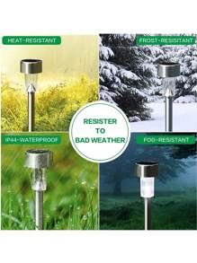 10pcs Pack Outdoor Solar Light, Light Control LED Light, IP65 Multi-Function Path Light, Can Be Used For Outdoor, Garden, Waterproof Pavement Light, Etc. - 銀色 - 查看 2