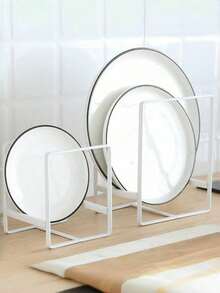 1pc Metal Plate Holder Organizer, Vertical Plate Rack, Dish Organizer For Cabinet, Drying Rack For Kitchen Cupboard, Kitchen Accessories - Multicolor - View 7