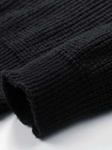 Men's Casual Textured Stand Collar Half-Zip Knitted Sweater, Autumn Winter