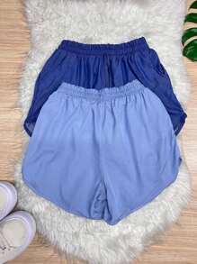 Kit2 Slim Denim Shorts With Elastic Waistband And Plain - Rửa nhẹ - Xem 1