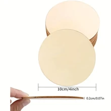 10/20/30pcs 4-Inch Unfinished Wooden Round Slices, Blank Wooden Discs For Painting, Staining, DIY Crafts, Home Decor, Bedroom Decor, Room Decor, Background Decor, Birthday Decor