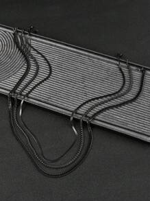 3 件男士不锈钢黑色项链哥特风格简约个性化万圣节珠宝适合日常佩戴 DIY 节日礼物