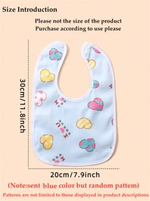 1/2/3 piezas Baberos de bebé con estampado de caramelo de color azul al azar, aptos para uso diario, baberos impermeables con estampado de dibujos animados para bebés de las cuatro estaciones, baberos tipo pañuelo de bebé niño con lindos patrones de animales