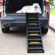 Portable Folding Dog Car Ramps With Stairs, 61" L High Traction Pet Stairs For Vehicles,SUV/Truck,Lightweight Ladder Steps For Dogs Old Cats To High Bed,Couch-Easy Storage,Supports Up To 165lb - 黑色 - 查看 1