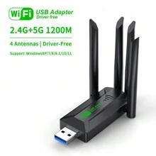 原装 4 天线 1200Mbps WiFi USB 3.0 适配器 2.4G/5GHZ 双频 WiFi 适配器 无线网卡 802.11b/G/N 兼容 Win 10/11 - 黑色 - 查看 14