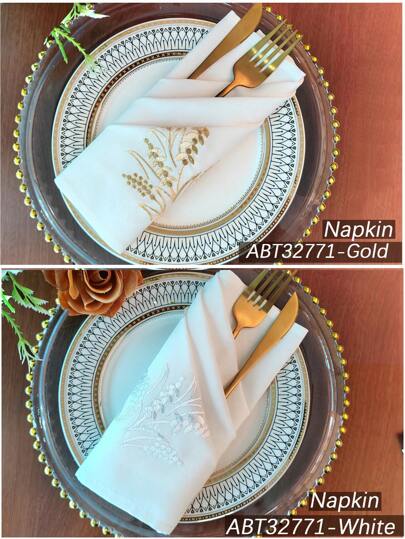 100% Polyester Small Kitchen Napkin, Elegant Square Cocktail Napkins, Embroidered, Stain Resistant, For Kitchen, Dining Table, Desk, Vanity, Home Decor, Living Room, Bedroom, Patio, Outdoor Furniture, Camping, Holiday, Party, Wedding, Restaurant, 1pc/2pcs/4pcs Available