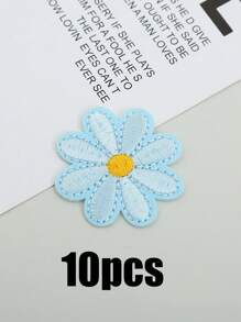 10pcs Daisy Embroidered Patch, Daisy Shaped Flower Design Iron-On Patch, Embroidered Daisy Patch For DIY Sewing  ,Suitable For Diy Clothing, Hats, Bags, Shoes, Phone Cases, Iron-On Design