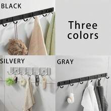 1pc No-Drill Space Aluminum Wall Hook, Kitchen Apron Hanger, Bathroom Robe & Towel Hook,Kitchen Storage,Kitchen Organizer,Kitchen Organiser,Storage Items,Kitchen,Storage,Organizer,Organiser,Organization,Organizers,Drawer Organizer,Travel,Kitchen Items,Kitchen Utensils,Kitchen Tools,Kitchen Things. - Multicolor - View 4