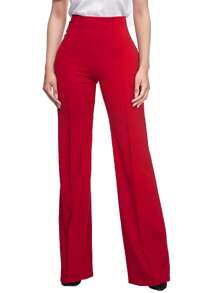 Women's High Waist Dress Pants Trouser - 紅色 - 查看 3