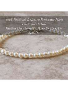 MYSOYA 100% Handmade Natural Freshwater Faux Pearl Bracelet, 5-6mm Faux Pearl, Minimalist Faux Pearl Necklace, June Birthstone, Gift Box Included - Gift For Him/Her, Suitable For Daily Wear, Birthday, Anniversary, Wedding, Valentine's Day, New Year - Bracelet - View 2