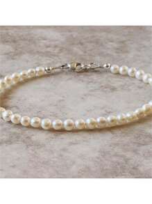 MYSOYA 100% Handmade Natural Freshwater Faux Pearl Bracelet, 5-6mm Faux Pearl, Minimalist Faux Pearl Necklace, June Birthstone, Gift Box Included - Gift For Him/Her, Suitable For Daily Wear, Birthday, Anniversary, Wedding, Valentine's Day, New Year - Bracelet - View 4
