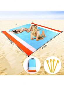 大号格子沙滩垫，便携式野餐垫，适合海滩、露营、野餐等户外活动 - 彩色 - 查看 9