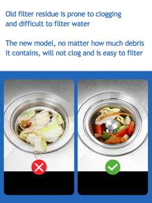 1pc Kitchen Sink Strainer With Filter Mesh, Stainless Steel Vegetable Washing Basin Waste Stopper, Universal Kitchen Sink Drain Filter - Silver - View 5