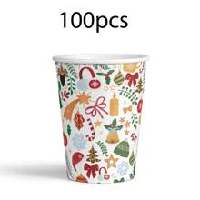 60 件/套圣诞主题一次性派对餐具套装，包括圣诞快乐一次性纸杯、饮水杯/咖啡杯、9 英寸/7 英寸一次性纸盘和甜点盘，圣诞快乐促销 - 彩色 - 查看 6