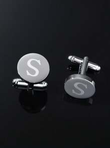 1 paire Boutons De Manchette De Simple Et À La Mode Pour Homme laser 26 Alphabet Anglais