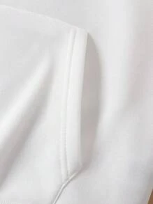 Graphic Print Hoodie, Drawstring Casual Hooded Sweatshirt For Winter & Fall, Women's Clothing - 白色 - 查看 4