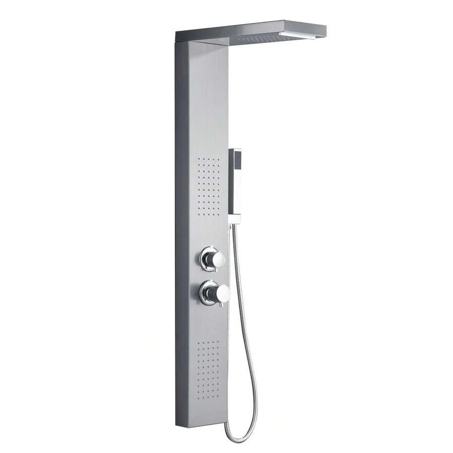 Froadp Shower Column Stainless Steel Shower System Rainfall Shower With Shower Head, Hand Shower, Massage Jets For Shower And Bath - Silver - View 1