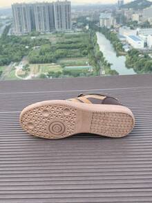 女士休闲运动鞋，2024秋冬新款时尚百搭帆布鞋，拼色系带平底乐福鞋 - 棕色 - 查看 7