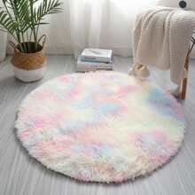 1PCS Rainbow Round Fluffy Rugs Anti-Skid Shaggy Area Rug Dining Room Carpet Floor Mat Home Bedroom - Multicolor - View 1