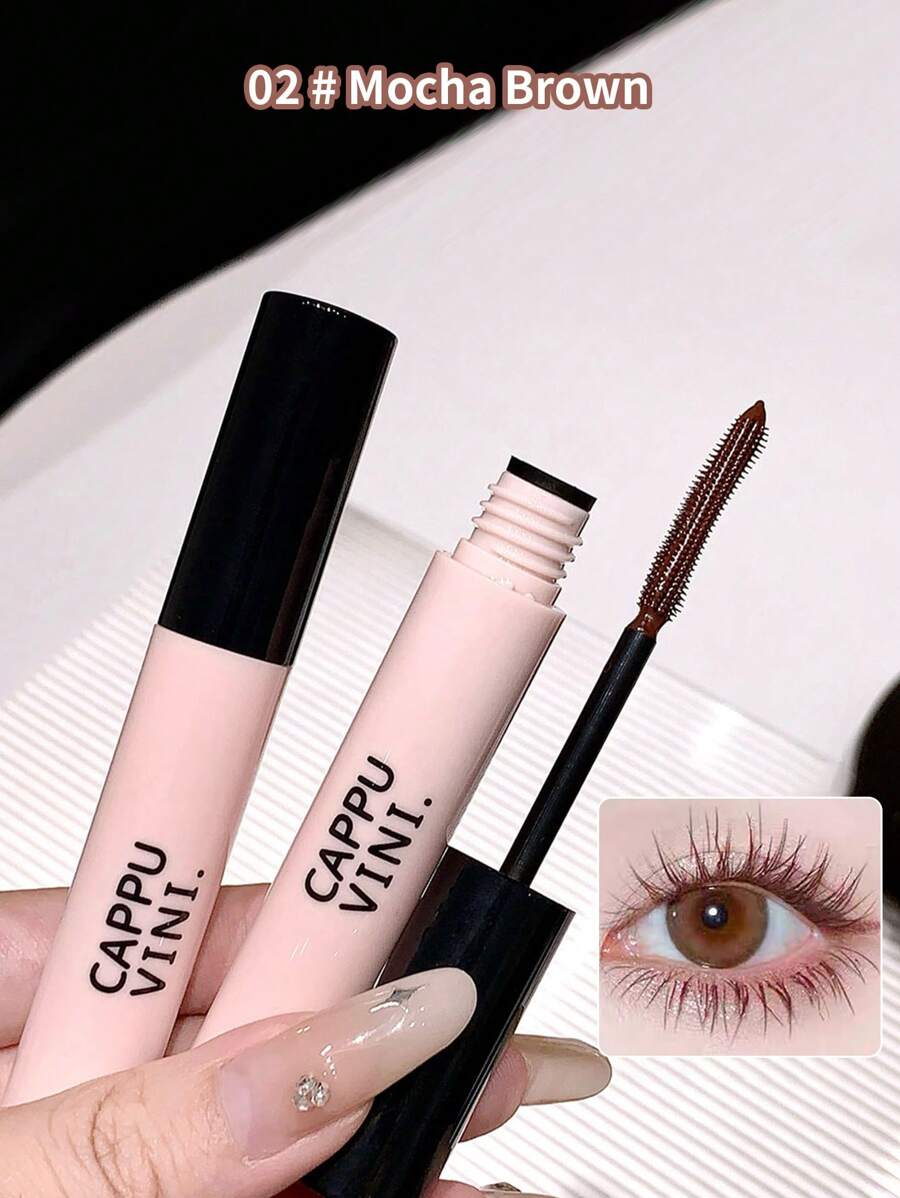 Cappuvini 1 件装丰盈、卷翘、防水、防晕染 3D 向日葵睫毛膏，打造纤长、清晰、不结块的睫毛，持久耐用 - 棕色 - 查看 1