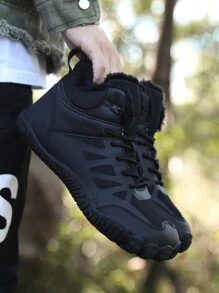 Chaussures de randonnée pour hommes, chaussures de course respirantes antidérapantes, bottes de neige imperméables et chaudes, baskets décontractées chaudes avec fourrure pour homme pour l'extérieur