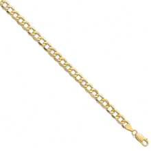 El collar de cadena de eslabón curvo hueco de 6.5mm de oro amarillo de 10k con lazo negro para hombres