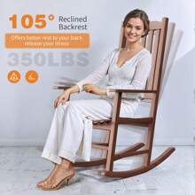 Outdoor Rocking Chairs Set Of 2, All Weather Resistant Porch Rocker Chairs With High Back, 350Lbs Support, Wood Rocking Chair For Backyard, Patio, Garden, Indoor - Brown - View 4