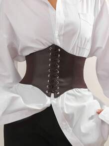 1pc Vintage Black Waist Cincher Belt With Drawstring, Women's Fashion Outerwear For Cosplay, Party, Casual, Waist Trim Women Corset Belt For Dress,Waist Trainer Waist-Shaping For Waist Slimming And Tummy Control Halloween Costume