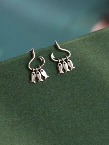 1 对百搭简约创意小鱼流苏耳环 - 復古銀色 - 查看 1