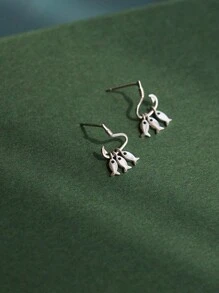 1 对百搭简约创意小鱼流苏耳环 - 復古銀色 - 查看 3