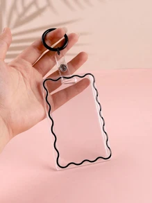 2件装钥匙扣透明创意亚克力学生校园卡饭卡保护套钥匙圈轻便钥匙扣吊坠办公用品学校用品家居用品返校礼物照片徽章夹卡夹钱包名片夹信用卡夹身份证夹女士女士卡片钱包 - 彩色 - 查看 2