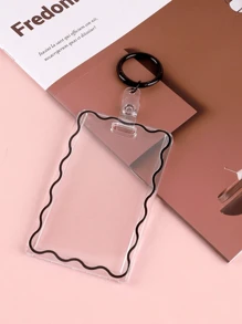 2件装钥匙扣透明创意亚克力学生校园卡饭卡保护套钥匙圈轻便钥匙扣吊坠办公用品学校用品家居用品返校礼物照片徽章夹卡夹钱包名片夹信用卡夹身份证夹女士女士卡片钱包 - 彩色 - 查看 3