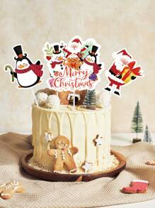 15件套圣诞快乐企鹅、雪人、圣诞老人、姜饼风格蛋糕装饰，DIY蛋糕托盘，适用于圣诞节装饰、生日、新娘送礼会、节日、家庭聚会、派对桌面蛋糕DIY装饰、蛋糕衬垫、食品托盘、圣诞装饰品、万圣节、万圣节装饰品 - 聖誕老人企鵝 - 查看 6