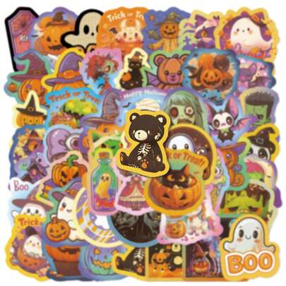 Dekoracja na Halloween 50 sztuk Halloween Zabawa Graffiti Naklejki na Imprezę Do Dekorowania Komputera Biurko Kask Deskorolka Gitara Butelka Walizka Notatnik Księga Mogą Być Naklejki DIY Naklejki Samoprzylepne